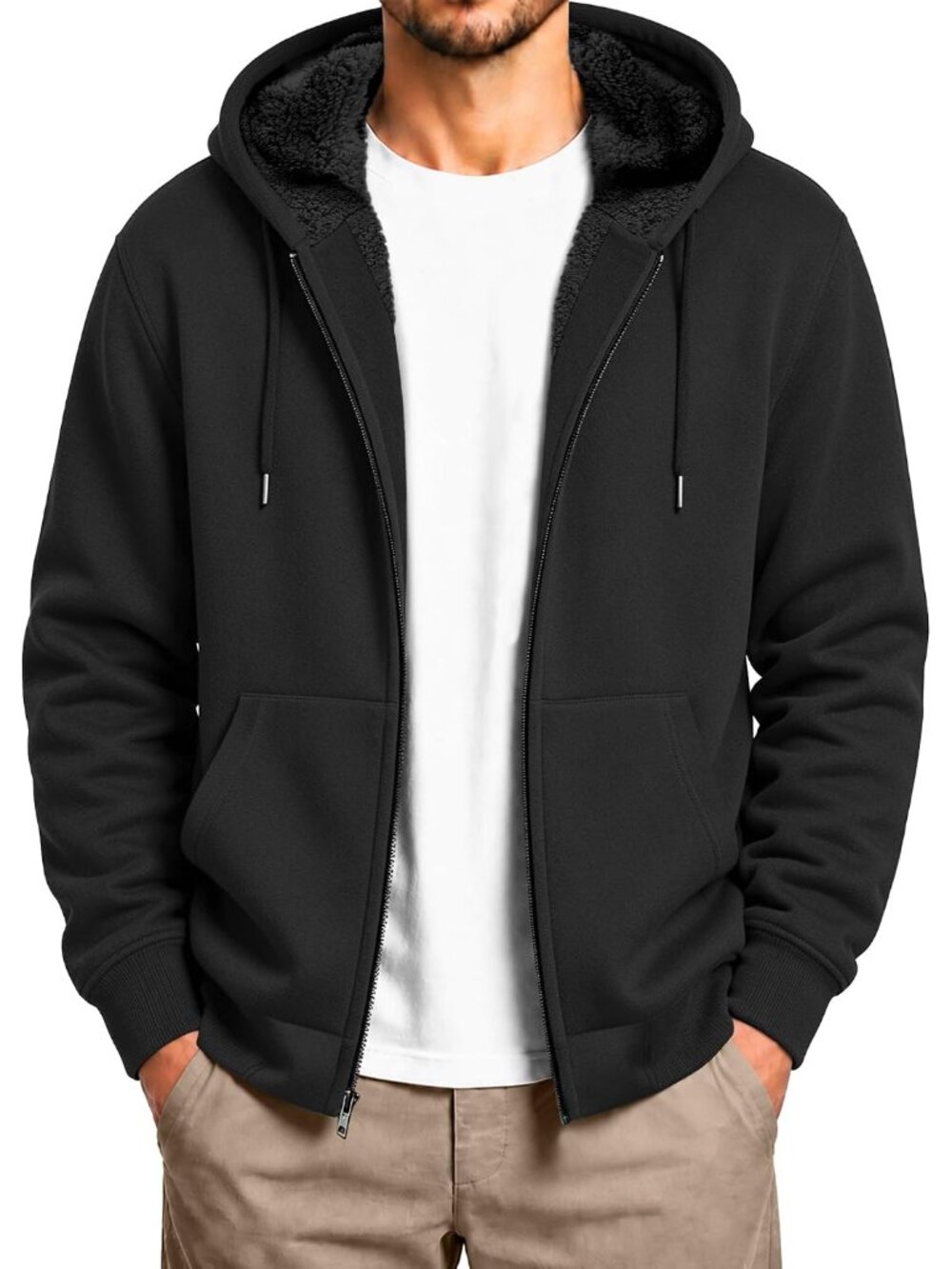 Hoodies for Men Zip Up Heavyweight Fleece Sweatshirt Thick Jacket
